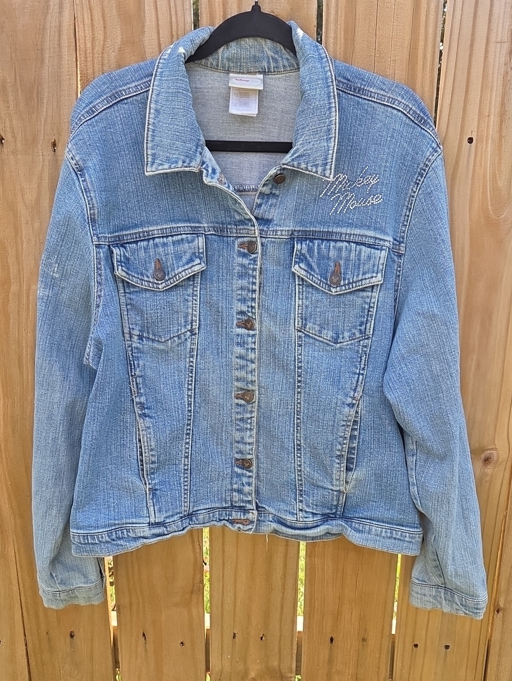 Disney Retro Mickey Mouse Back Rhinestone Denim Trucker Jacket XL